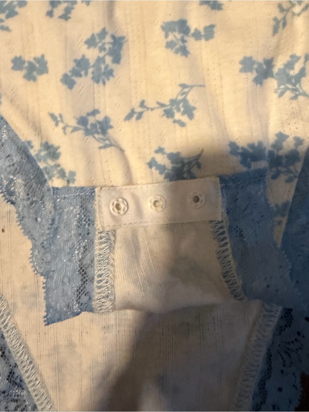Cider Cream & Light Blue Floral Lace-Trim Bodysuit - Picture 6 of 6